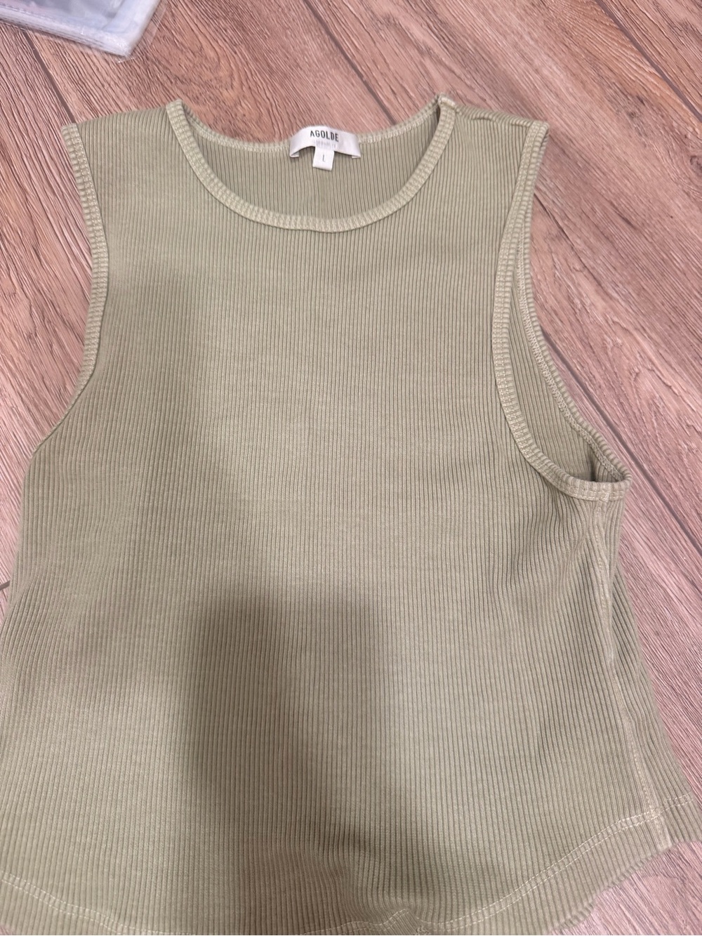 A Gold E Olive Ribbed Tank Top - AGOLDE 0586